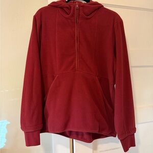 Red Fleece Half Zip Urban Explorer with Hood
